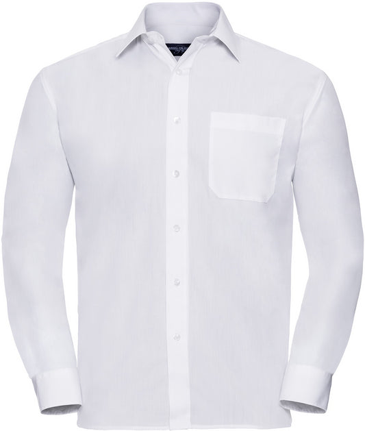 Russell Mens Poplin Shirts L/S - White