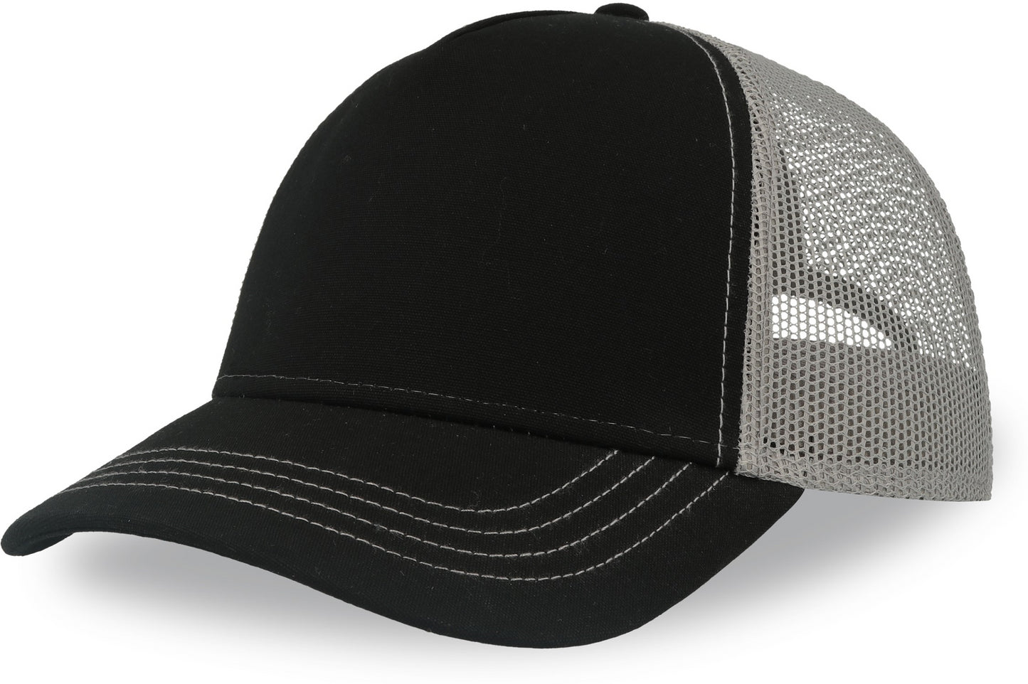 Atlantis Rapper Canvas S Recycled 5 Panel Trucker - Black/Grey