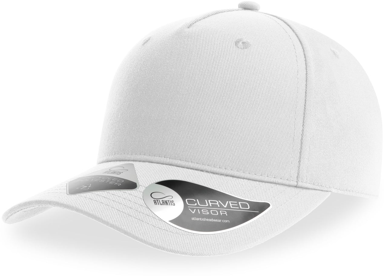 Atlantis Fiji Recycled Polyester 5 Panel Cap - White