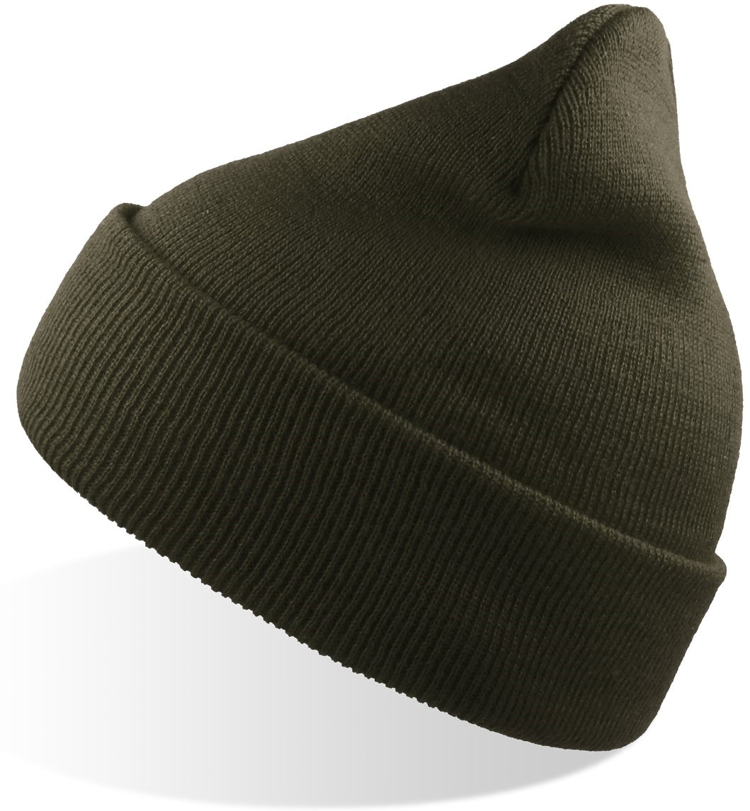 Atlantis Wind Beanie With Turn Up Double Skin - Olive