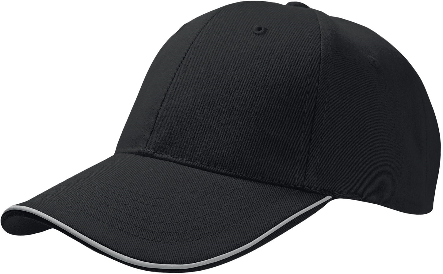 Atlantis Reflect 6 Panel Reflective Piping Baseball Cap - Black