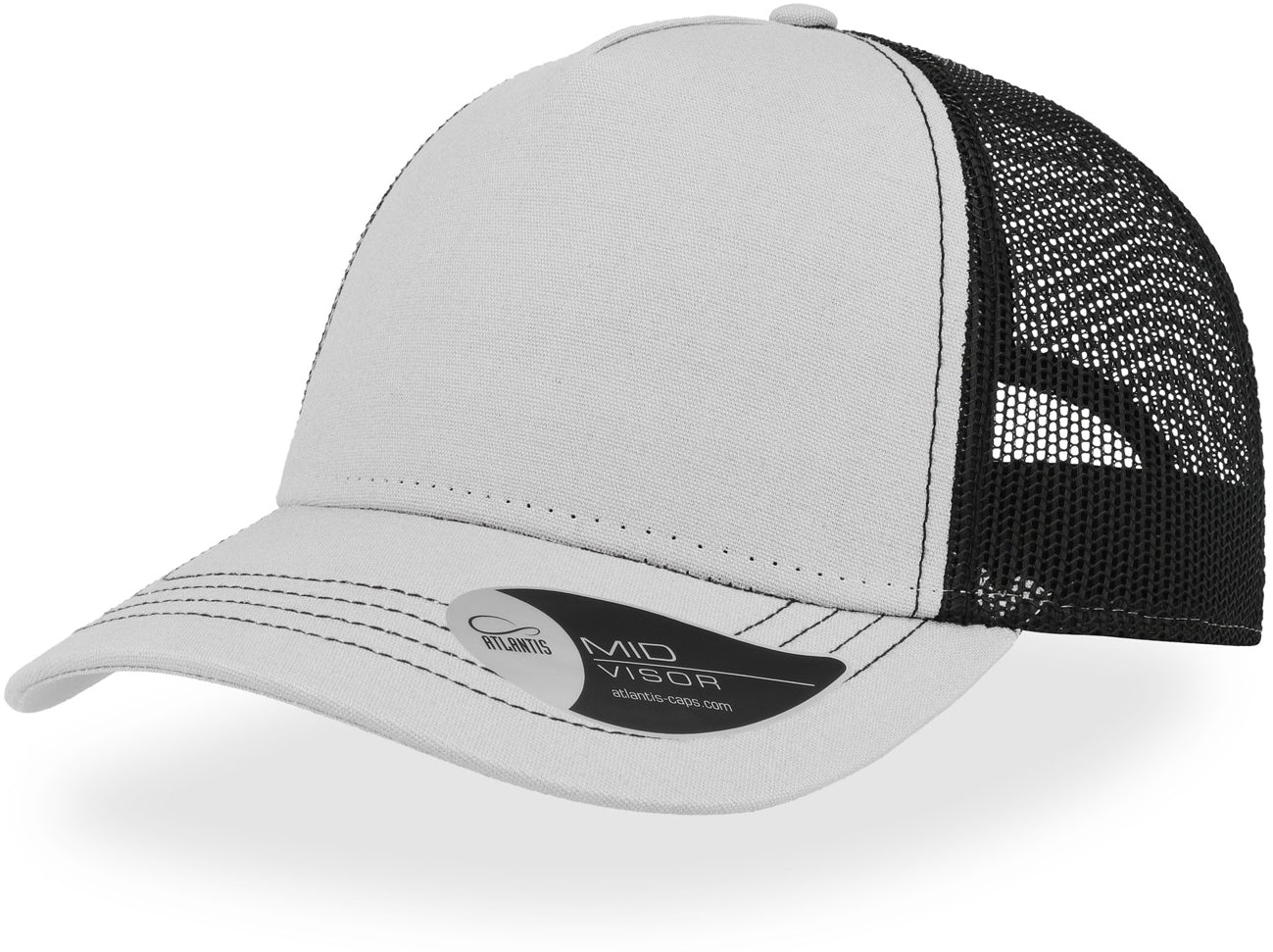Atlantis Rapper Canvas 5 Panel Trucker Cap - Grey/Black