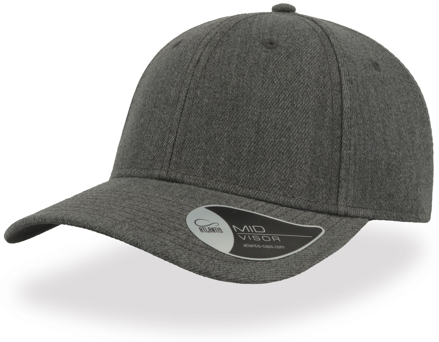 Atlantis Beat Mid Visor Structured 6 Panel Cap - Dark Grey Melange