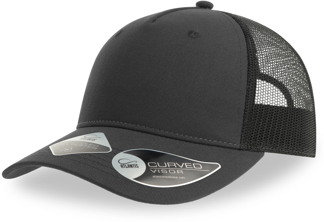 Atlantis Zion Recycled Trucker 5 Panel Cap - Dk Grey/Black