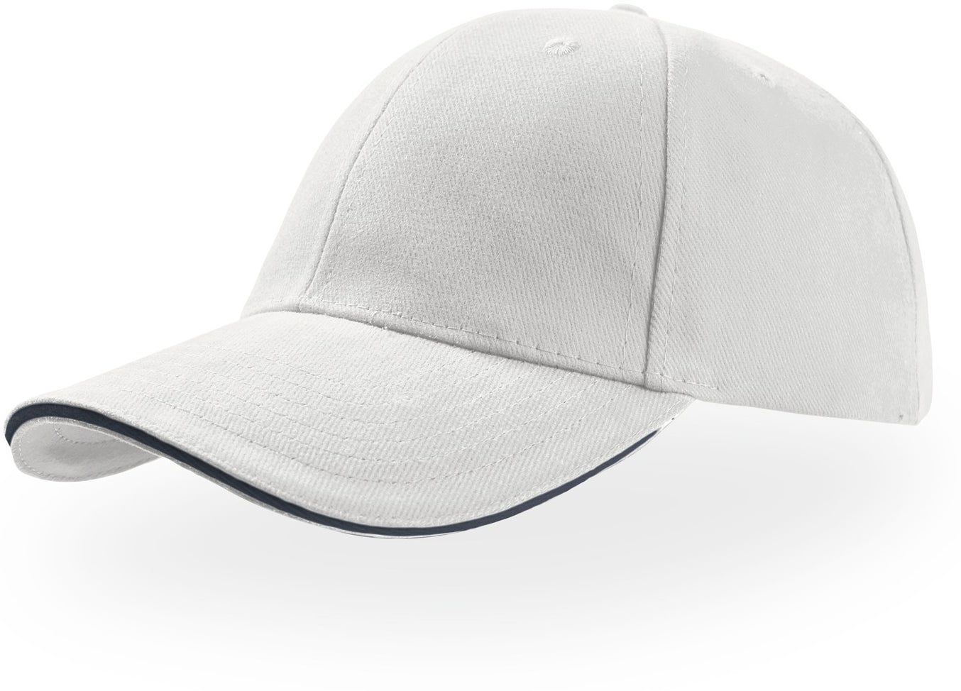 Atlantis Liberty Sandwich Heavy Brush Cotton 6 Panel Baseball Cap - White/Navy