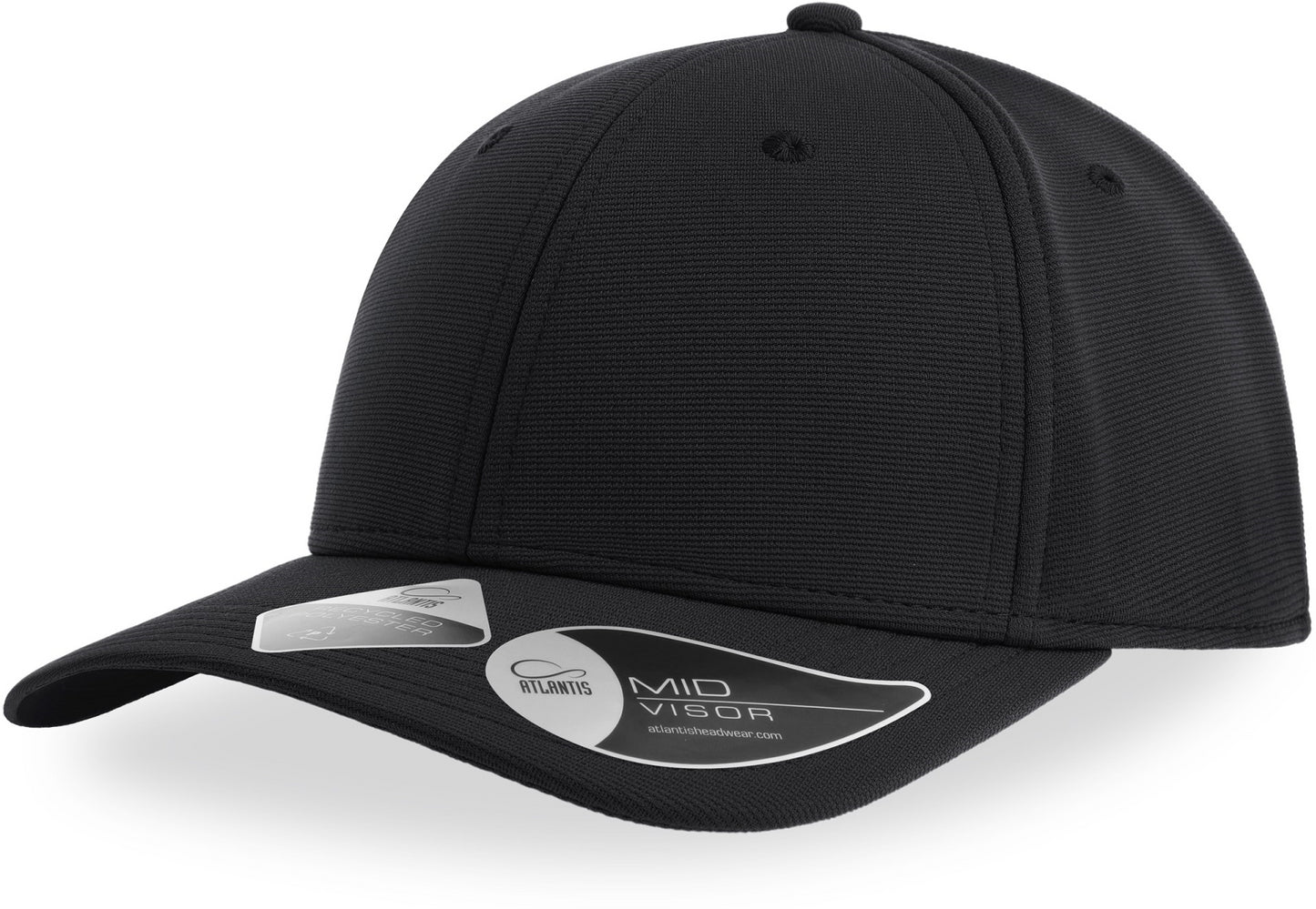 Atlantis Sand Recycled Breathable 6 Panel Cap - Black
