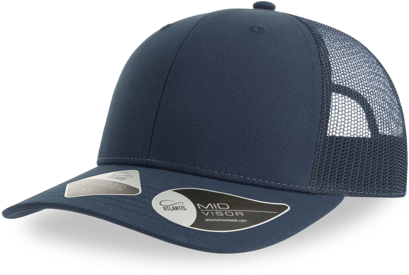 Atlantis Bryce Recycled Trucker 6 Panel Cap - Navy/Navy
