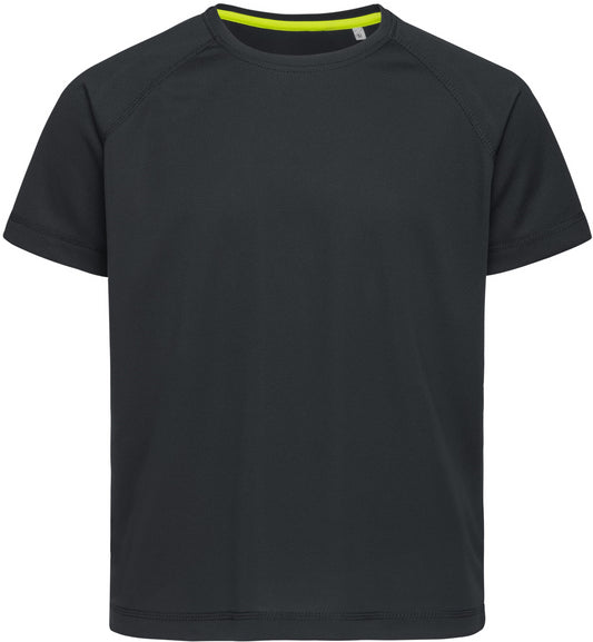 Stedman Active Sports Raglan Mesh Youths T - Black Opal