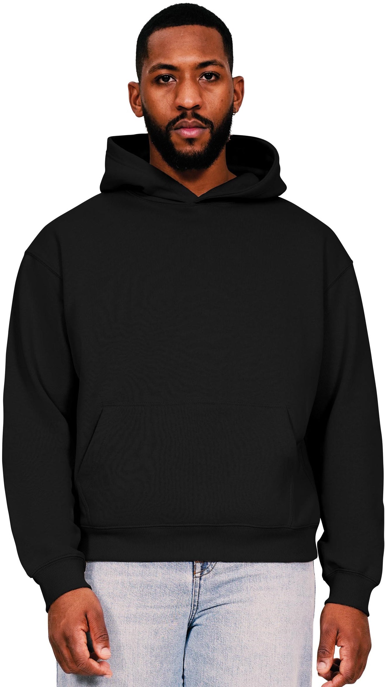 Casual Ringspun Blended 280 Boxy Oversize Hood - Black