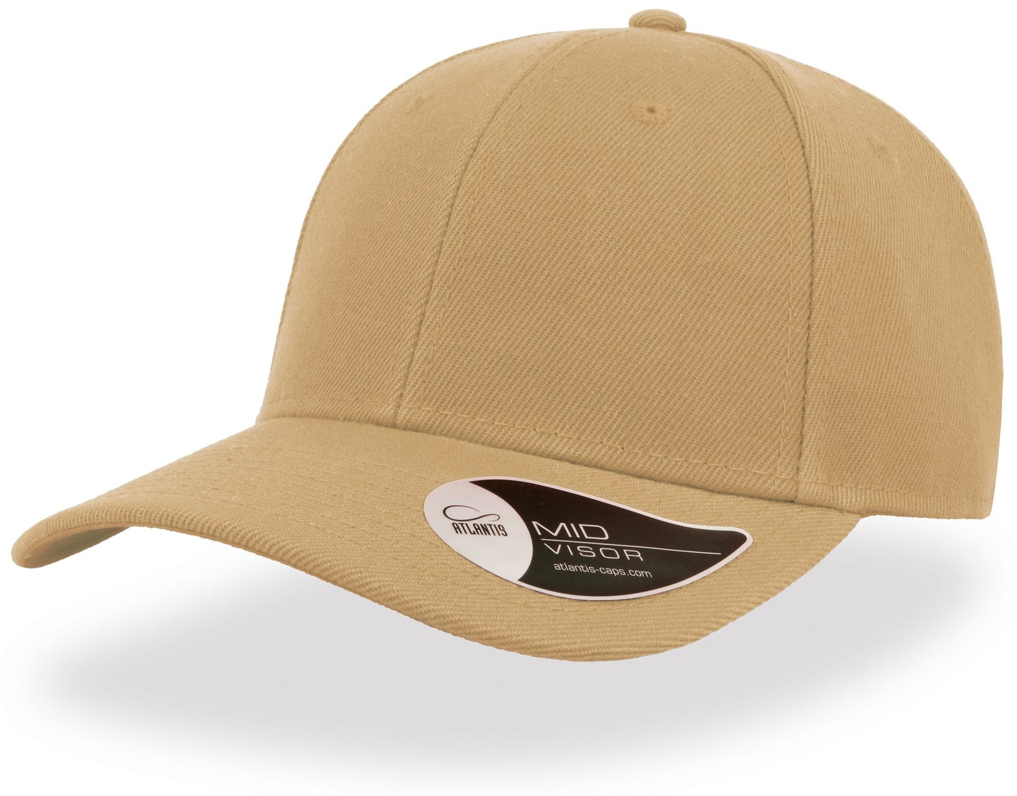 Atlantis Beat Mid Visor Structured 6 Panel Cap - Khaki