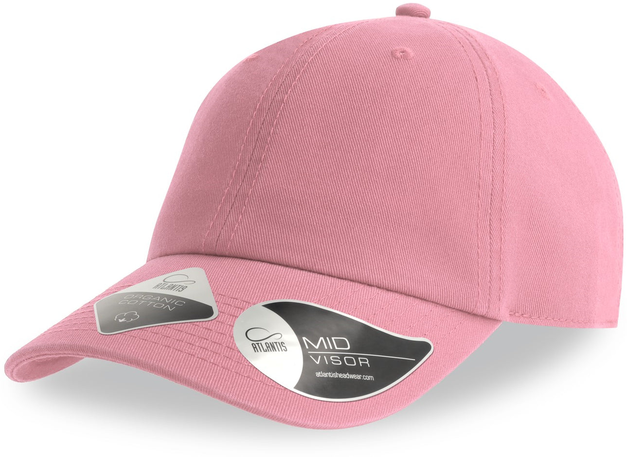 Atlantis Fraser Organic Cotton Unstructured 6 Panel Cap - Pink