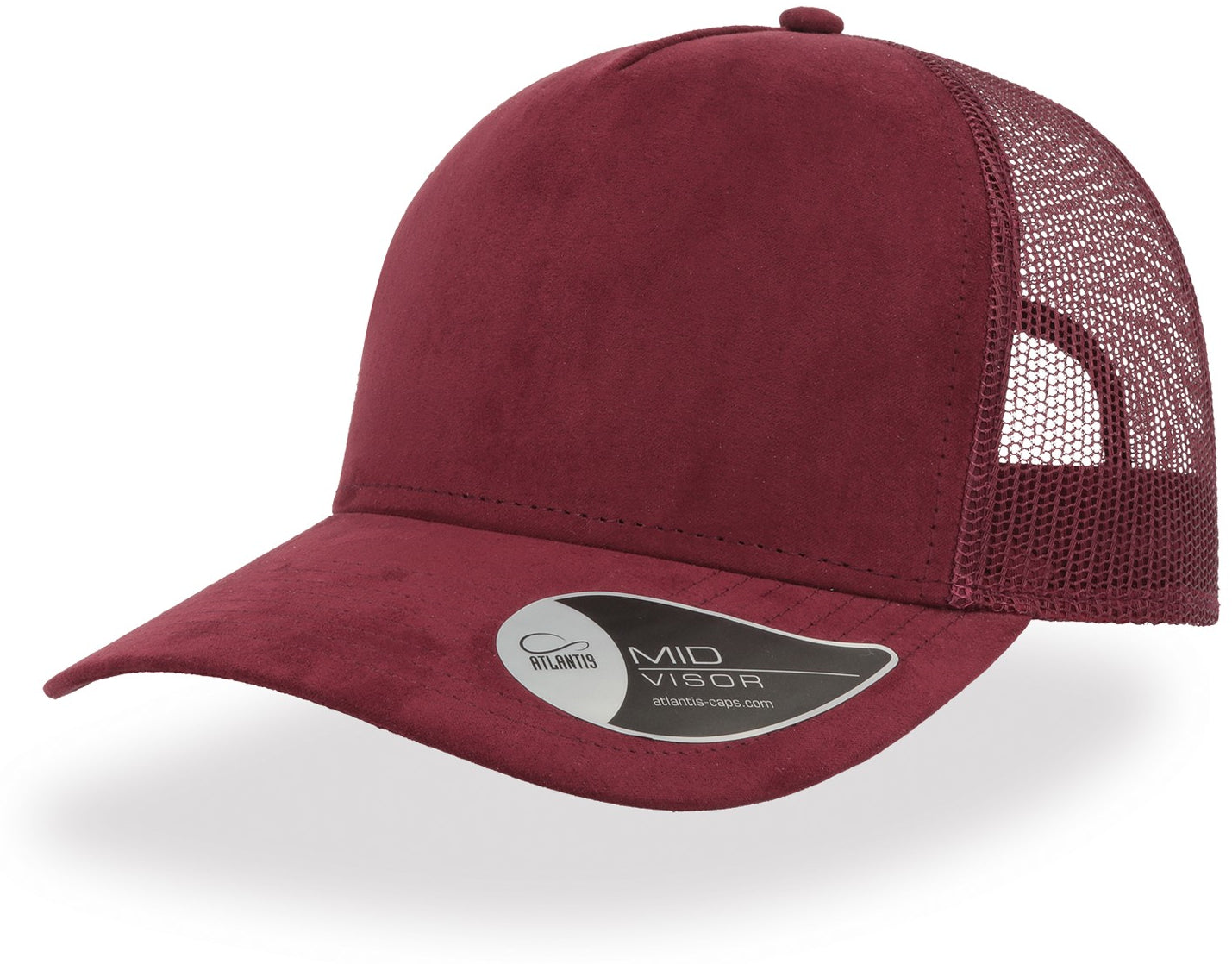 Atlantis Rapper Suede 5 Panel Trucker Cap - Burgundy