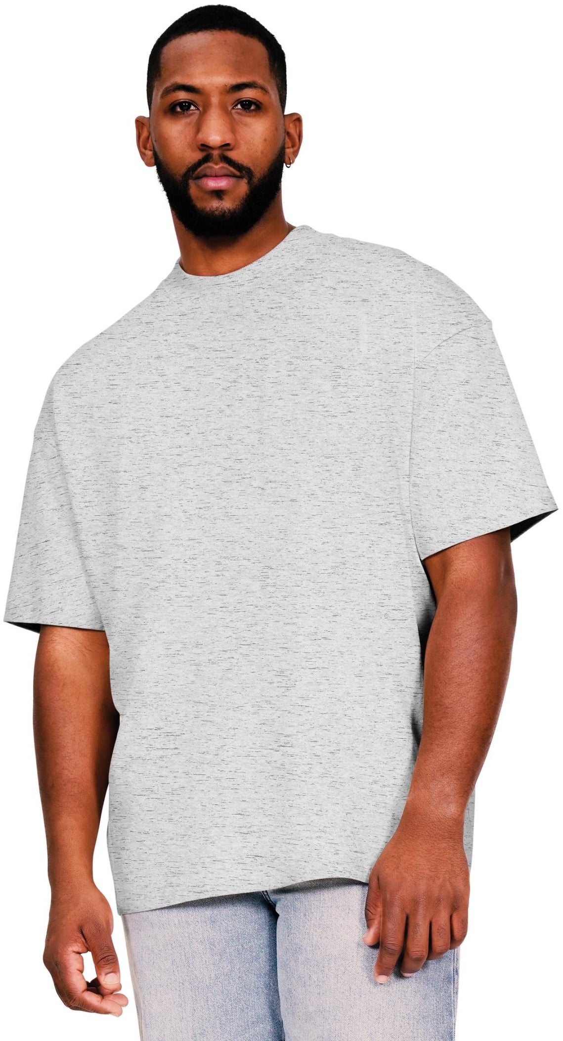 Casual Ringspun 220 Oversize Extended Neck T - Heather Grey