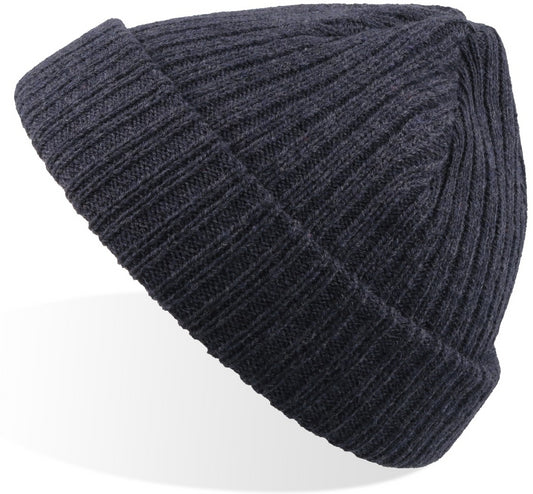 Atlantis Docker Short Beanie With Turn Up - Navy Melange