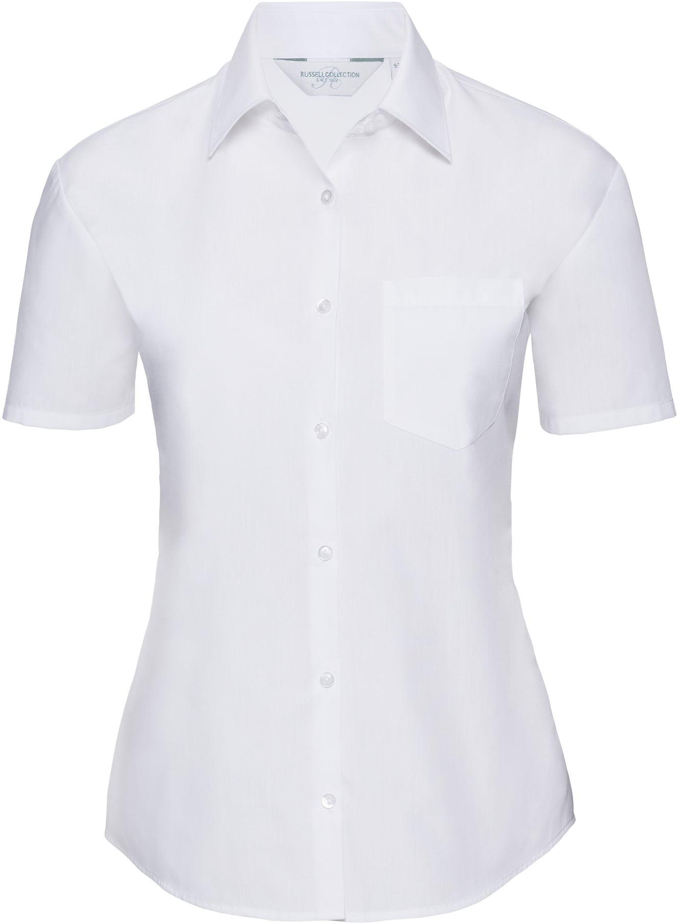 Russell Ladies Poplin Shirts S/S - White