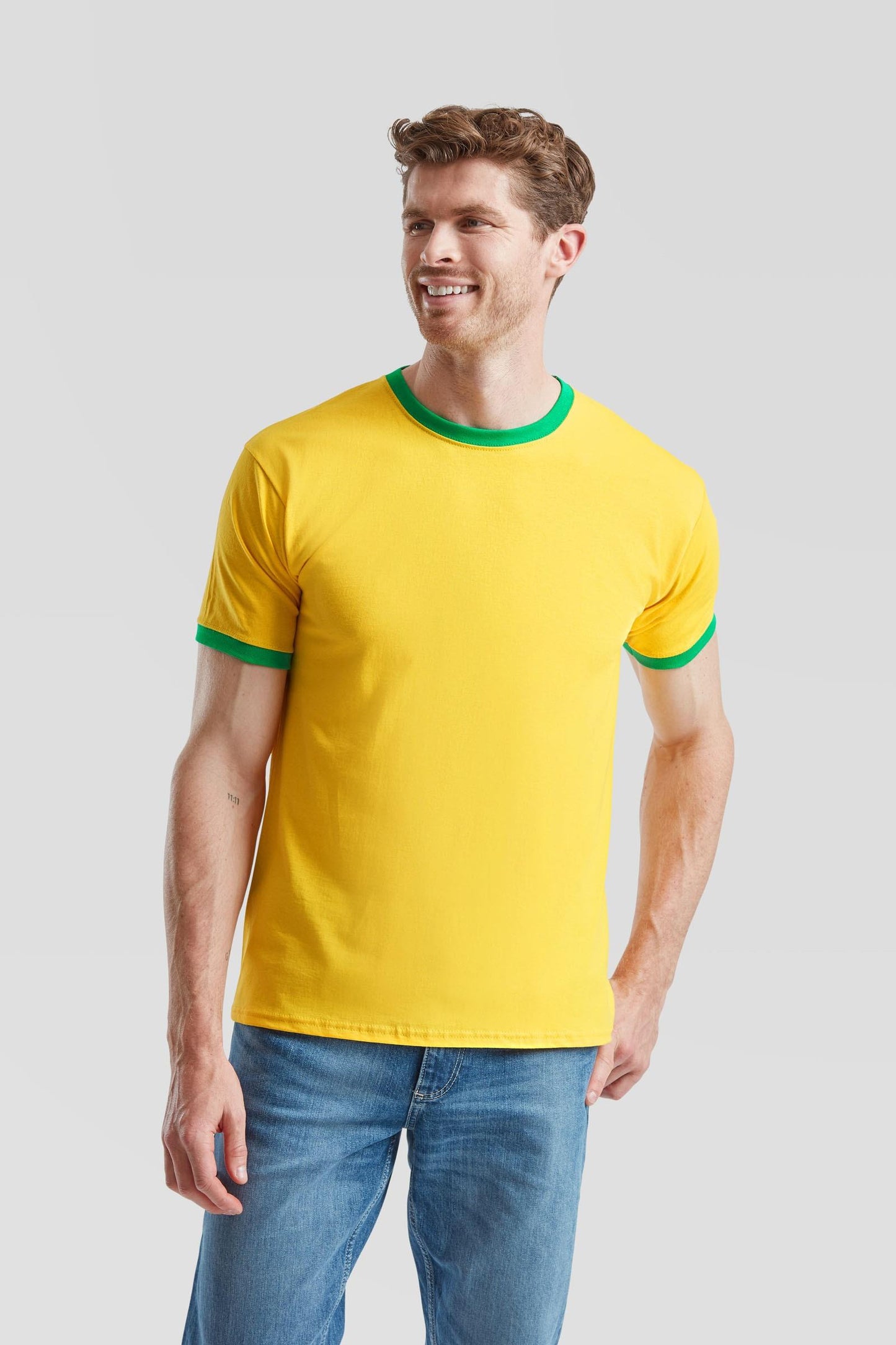 FotL Valueweight Ringer T - Sunflower/Kelly