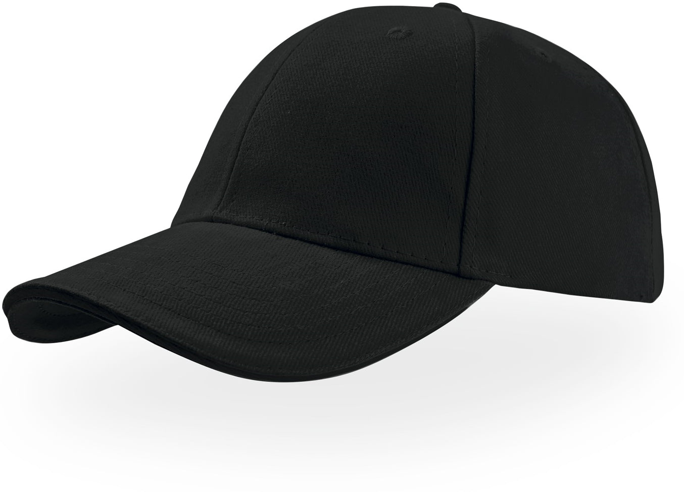 Atlantis Liberty Sandwich Heavy Brush Cotton 6 Panel Baseball Cap - Black/Black