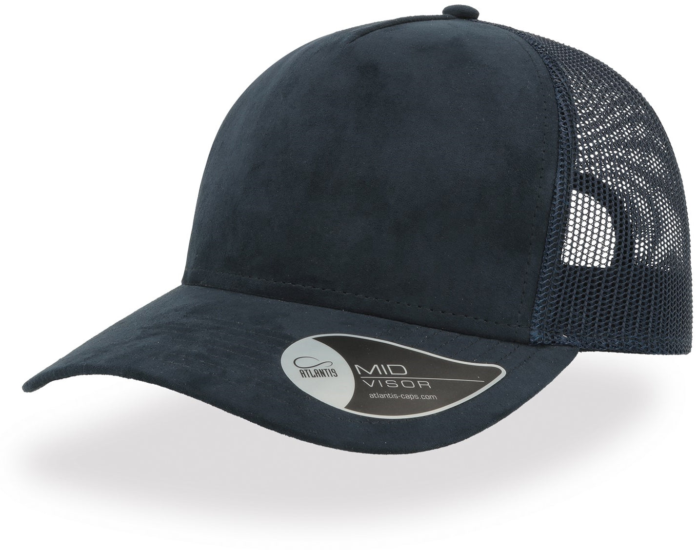 Atlantis Rapper Suede 5 Panel Trucker Cap - Navy