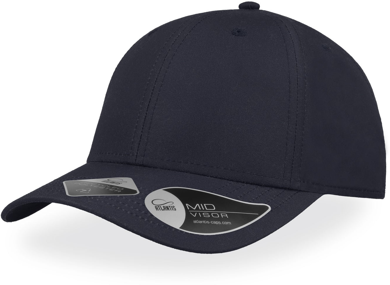 Atlantis Recy Feel Recycled Twill 6 Panel Cap - Navy