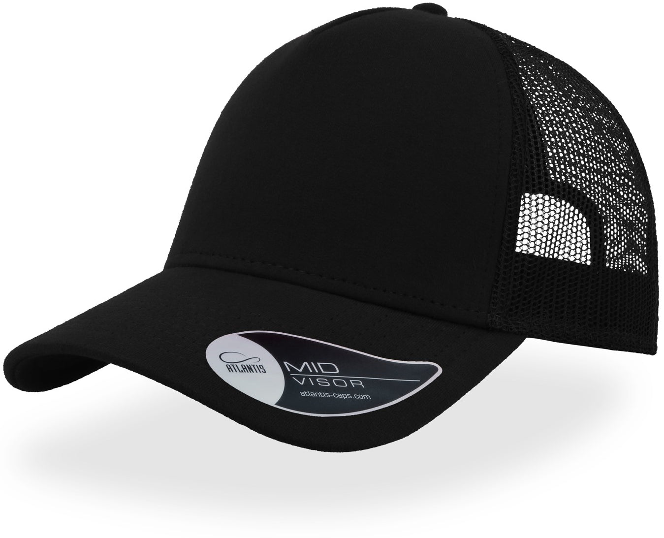 Atlantis Rapper Jersey Mid Visor Trucker Cap - Black