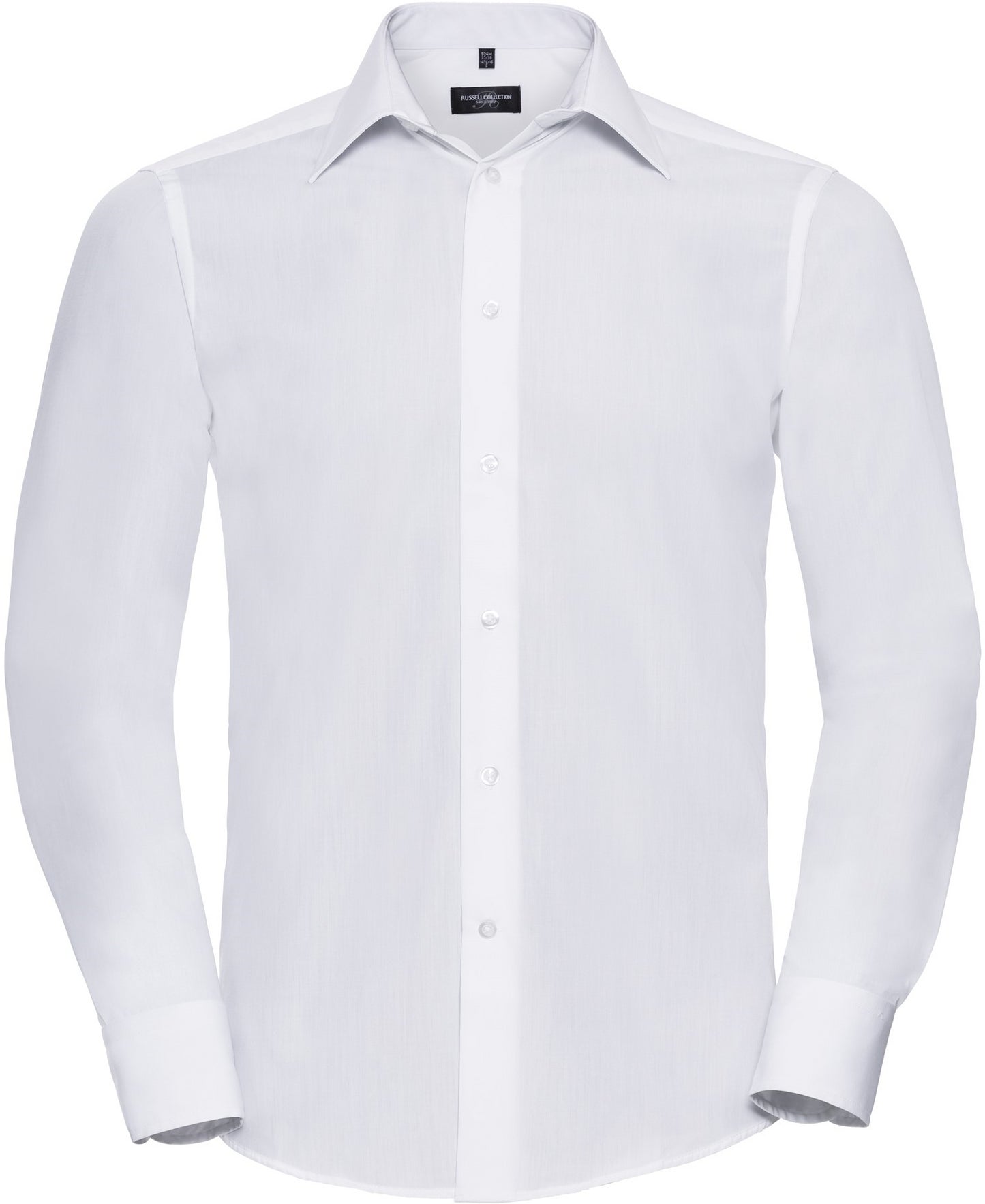 Russell Poplin Easy Care Tailored L/S Shirt Mens - White