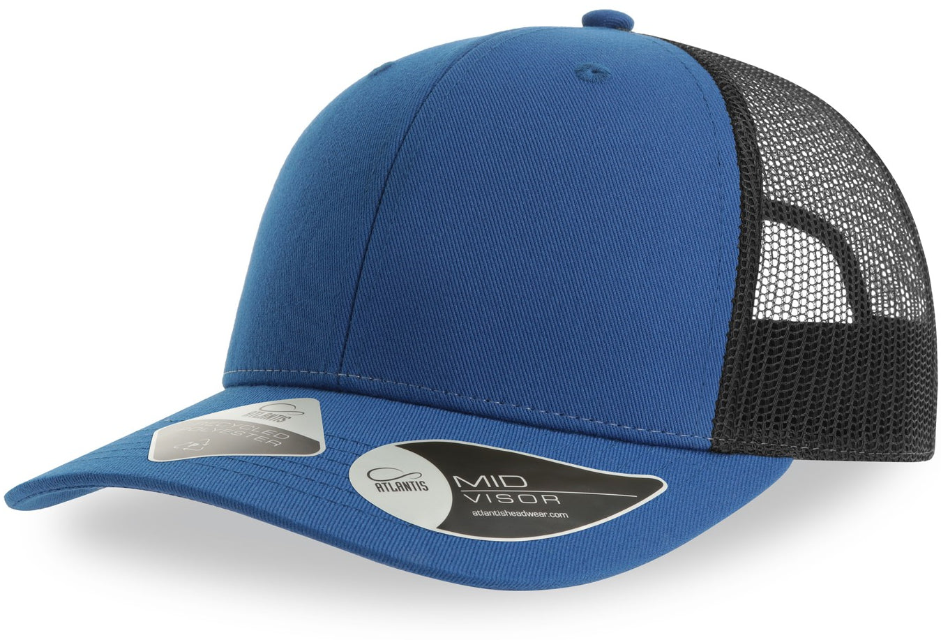 Atlantis Bryce Recycled Trucker 6 Panel Cap - Royal/Black