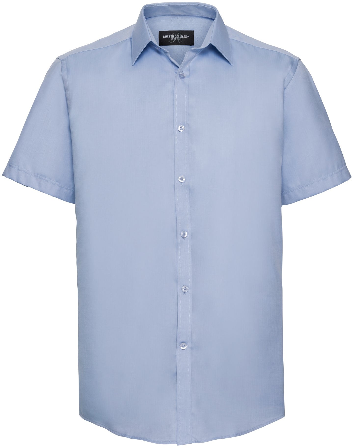 Russell Herringbone S/S Mens Shirt - Light Blue