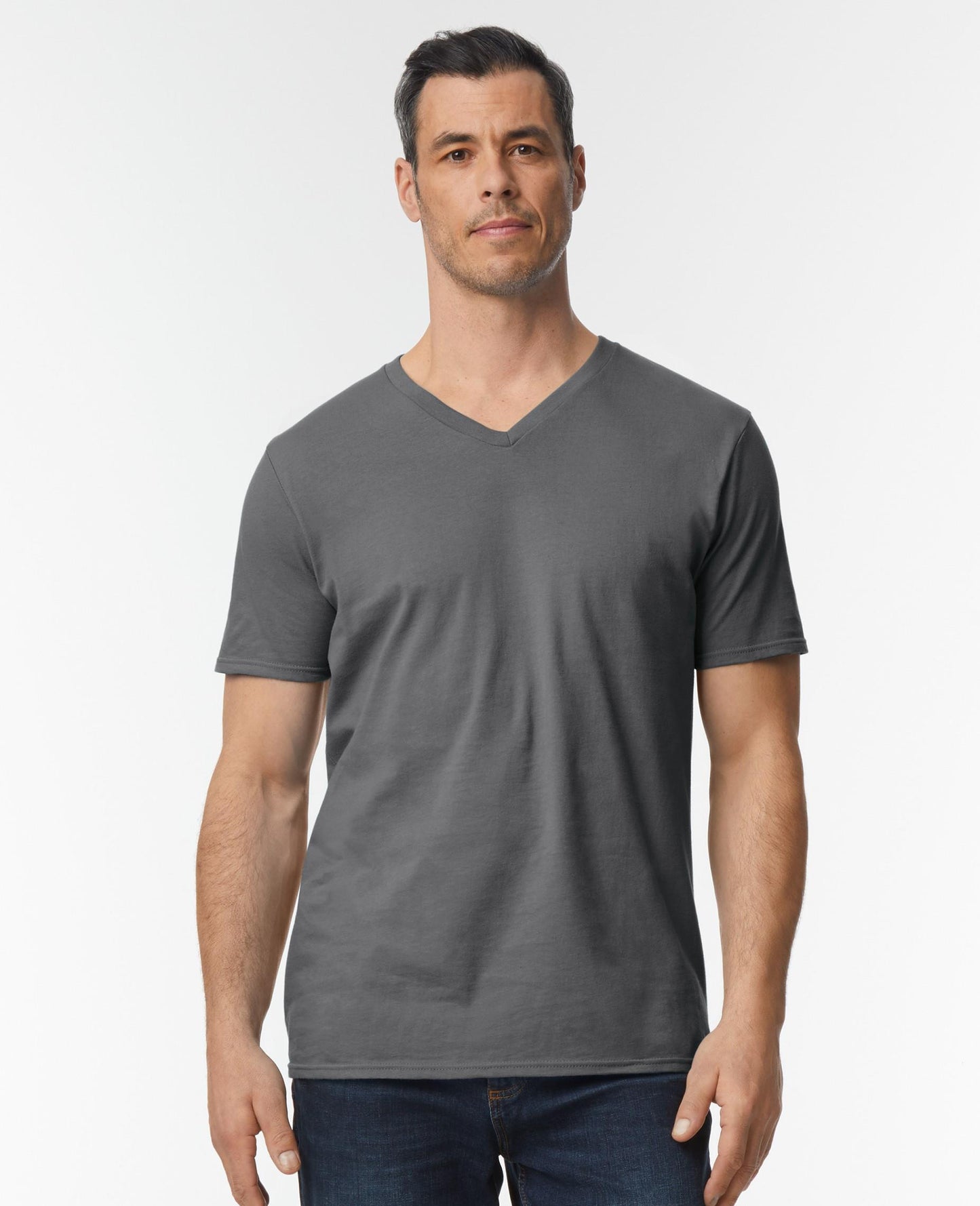 Gildan V Neck Softstyle T - Charcoal