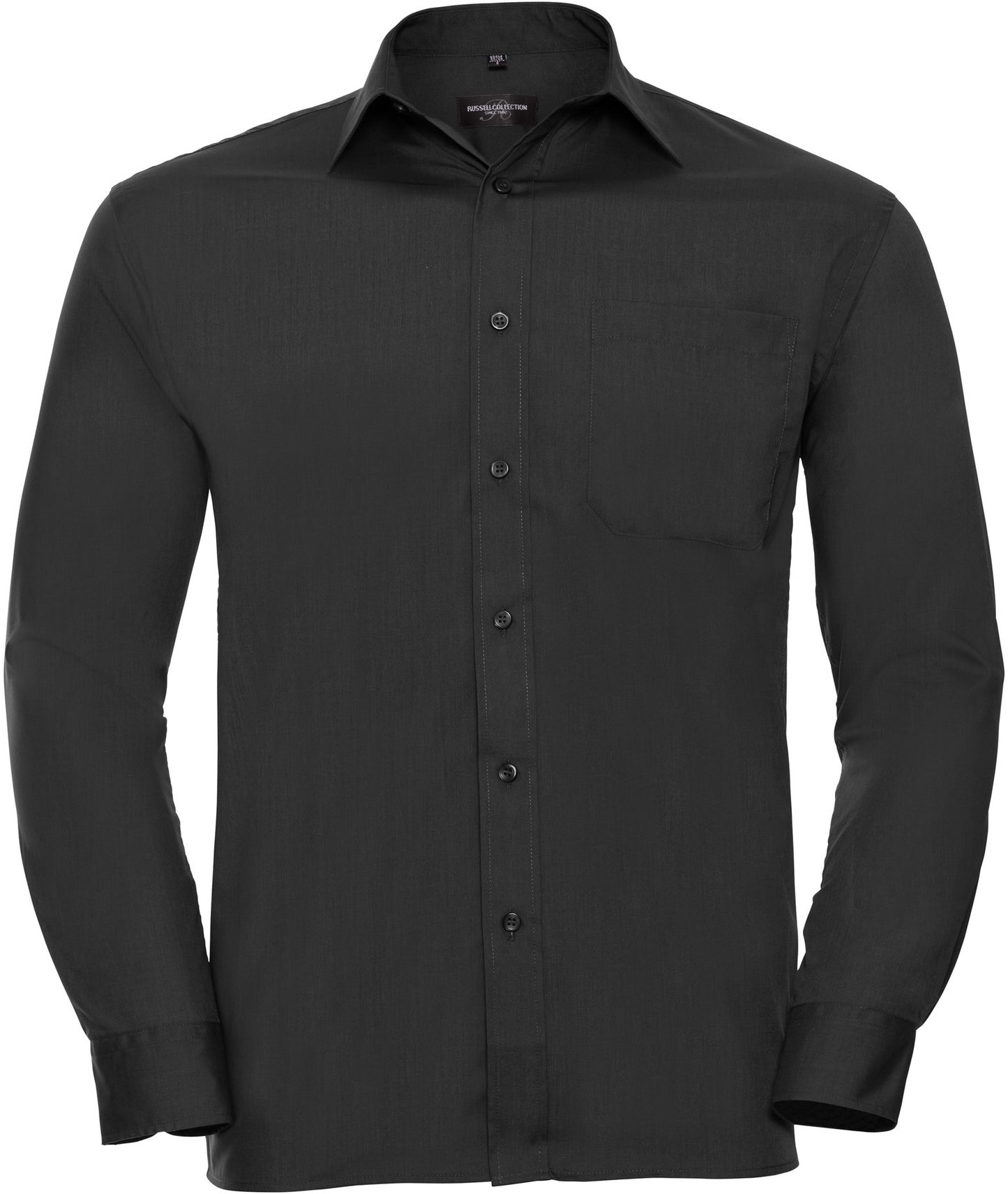 Russell Mens Poplin Shirts L/S - Black