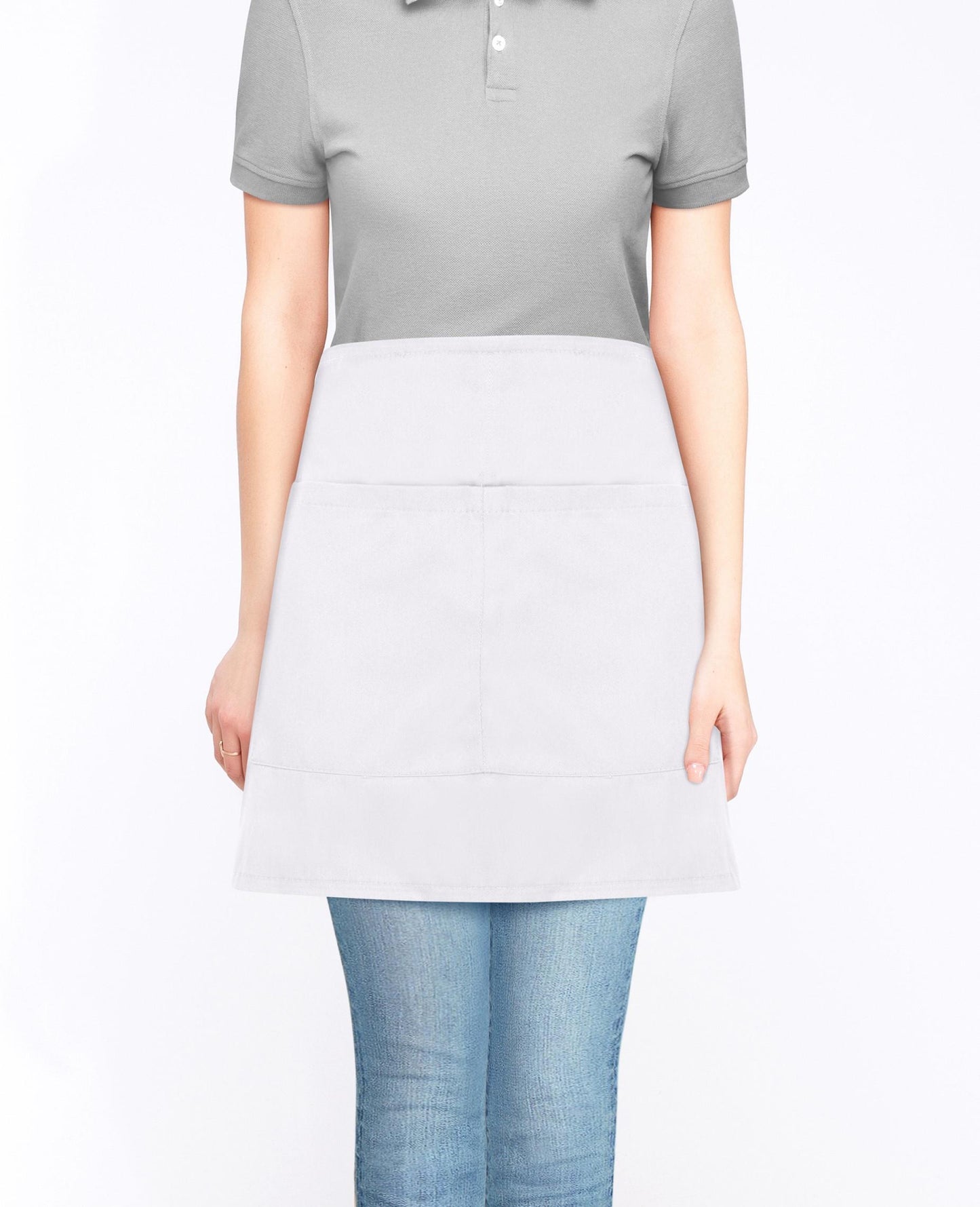 AA Workwear Waist Apron With Pocket - White