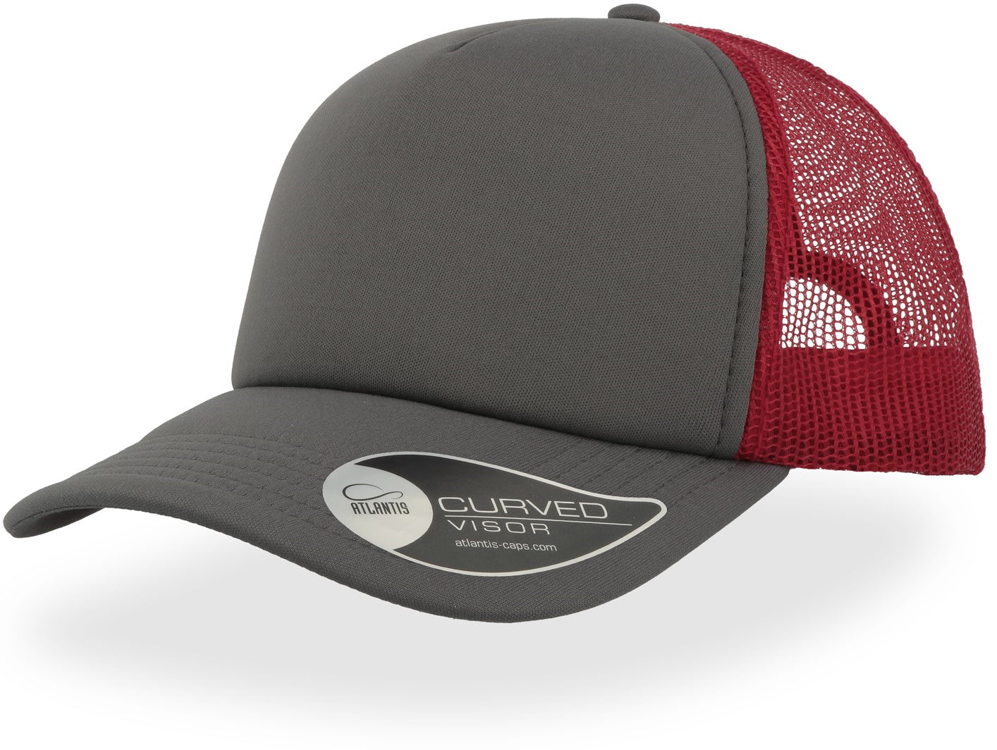 Atlantis Rapper 5 Panel Trucker Cap - Grey/Red