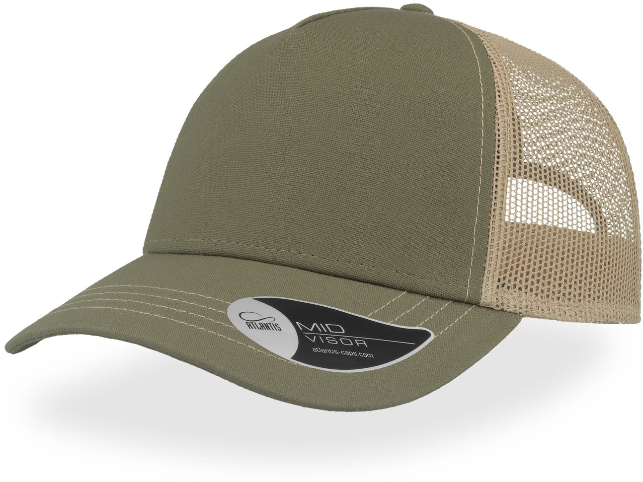 Atlantis Rapper Canvas 5 Panel Trucker Cap - Olive/Khaki