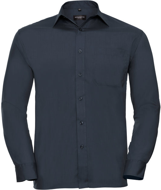 Russell Mens Poplin Shirts L/S - French Navy