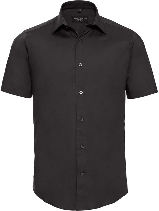 Russell Easy Care Fitted S/S Shirt Mens - Black