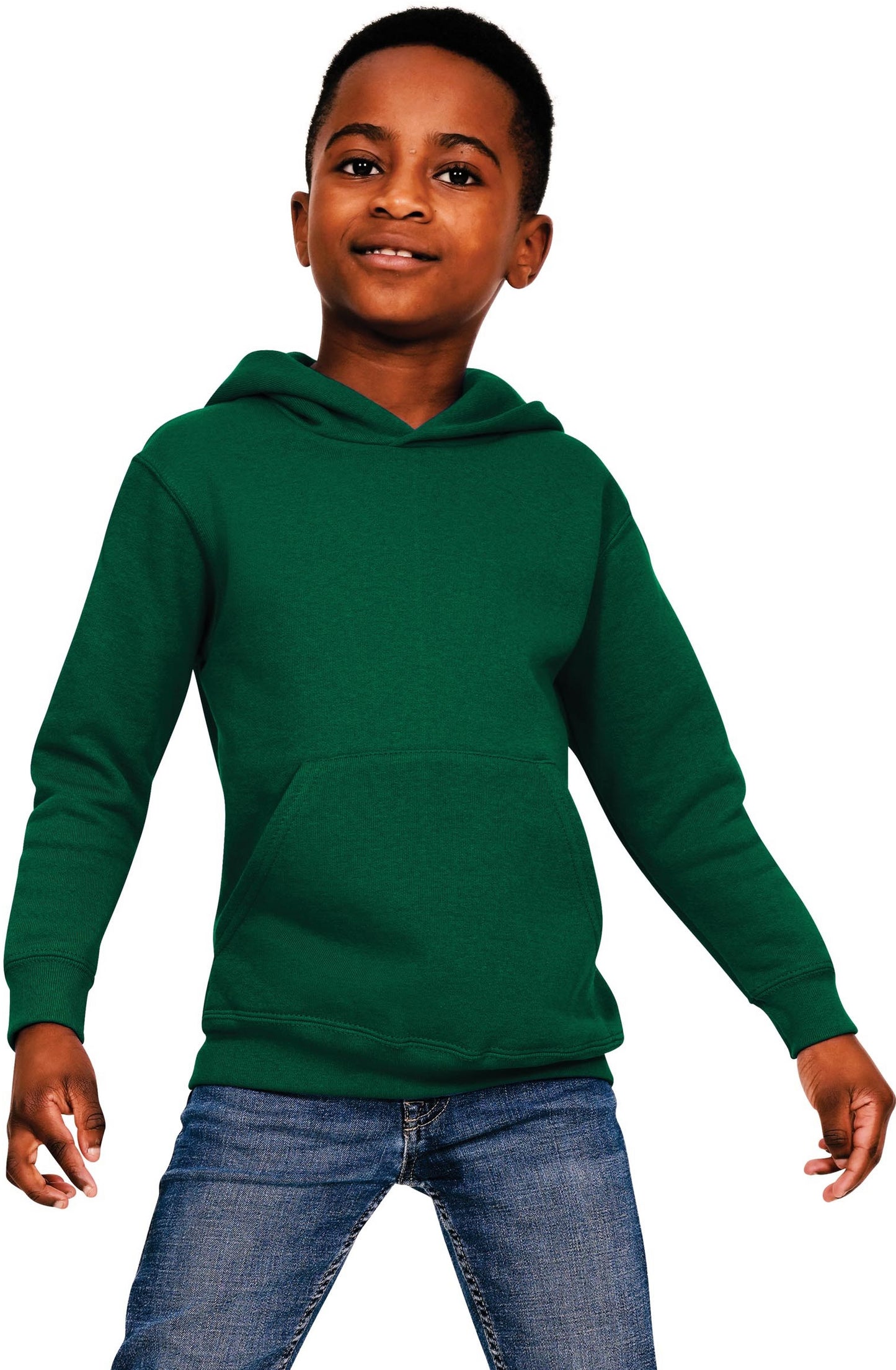 Casual Ringspun Blended Kids Hood - Forest Green