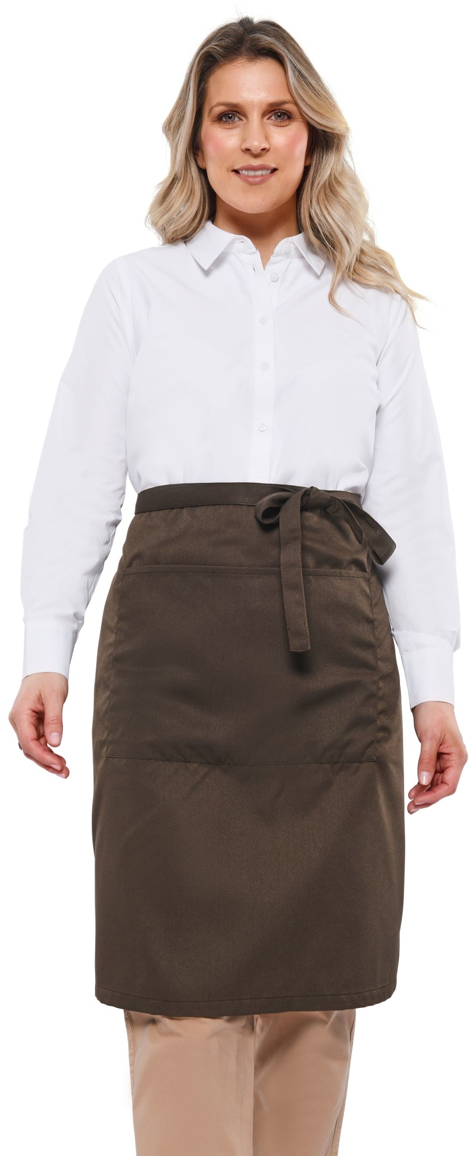 Dennys Recycled Waist Apron 24in With Pocket - Peat