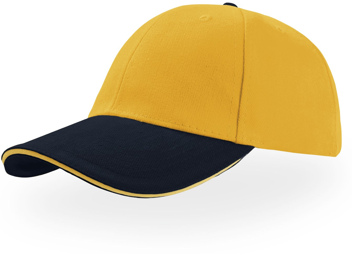 Atlantis Liberty Sandwich Heavy Brush Cotton 6 Panel Baseball Cap - Yellow/Navy