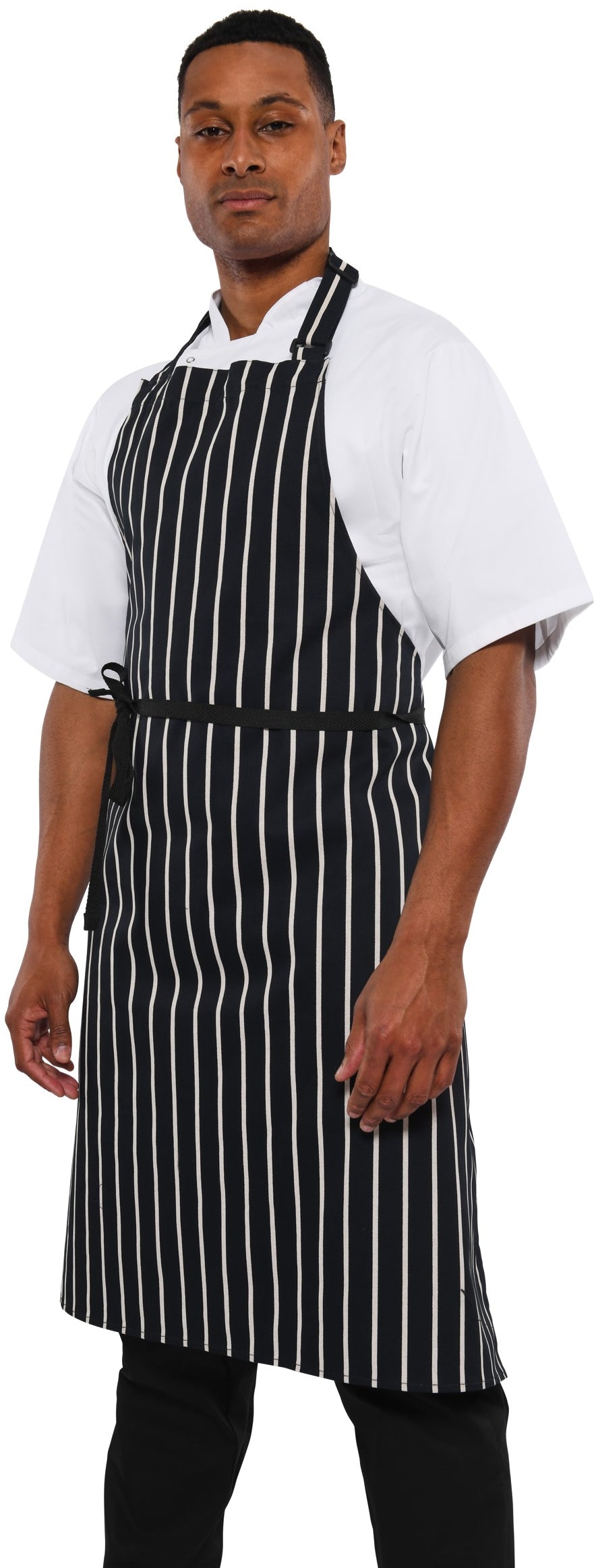 Dennys Butchers Apron Cotton - Navy/White
