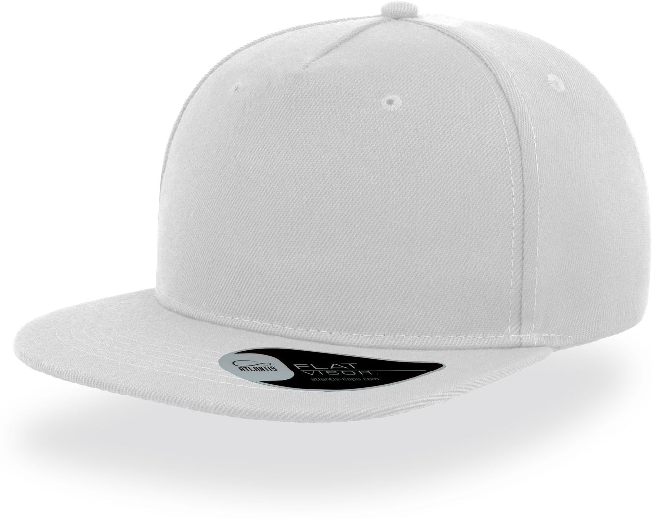 Atlantis Snap Five Flat Visor 5 Panel Cap - White