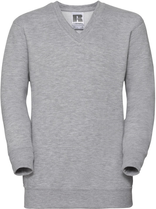 Russell V Neck Sweatshirt Youths - Light Oxford