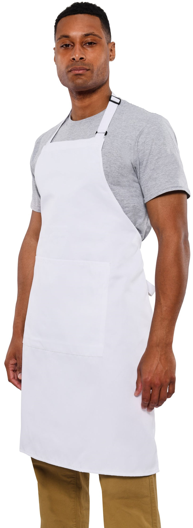 Dennys Recycled Full Length Bib Apron With Pocket - White