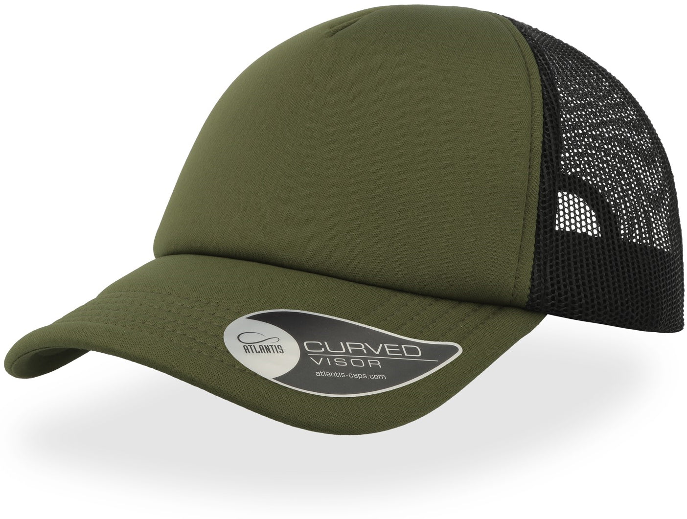 Atlantis Rapper 5 Panel Trucker Cap - Olive/Black