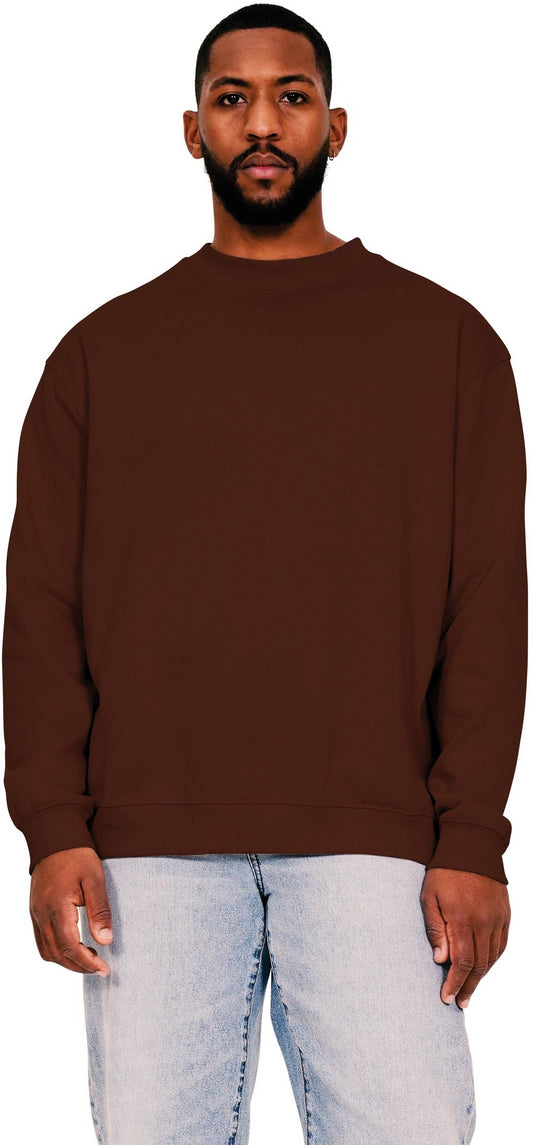 Casual Ringspun Blended 280 Oversize Extended Neck Sweat - Chocolate