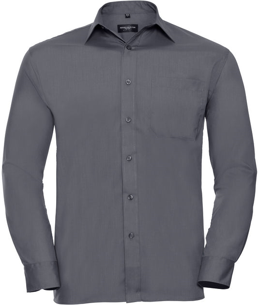 Russell Mens Poplin Shirts L/S - Convoy Grey