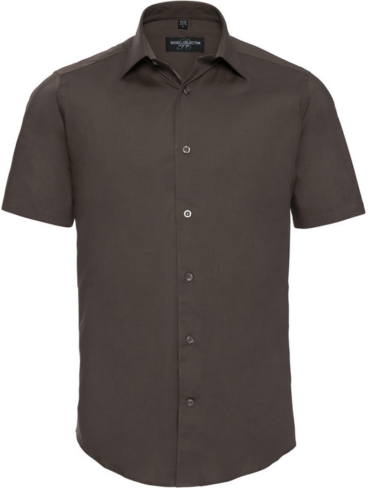 Russell Easy Care Fitted S/S Shirt Mens - Chocolate
