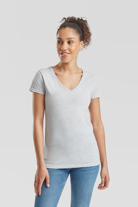 FotL Valueweight V Neck T Ladies - Heather Grey