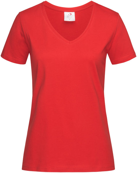 Stedman Classic Ladies V Neck T-Shirt - Scarlet Red