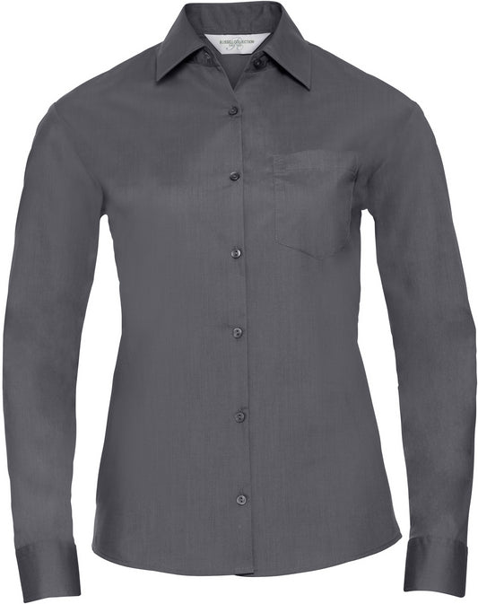 Russell Ladies Poplin Shirts L/S - Convoy Grey