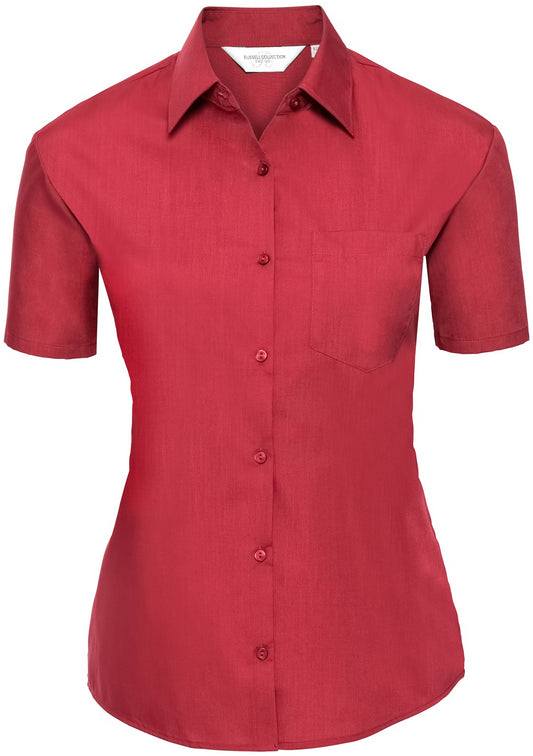 Russell Ladies Poplin Shirts S/S - Classic Red
