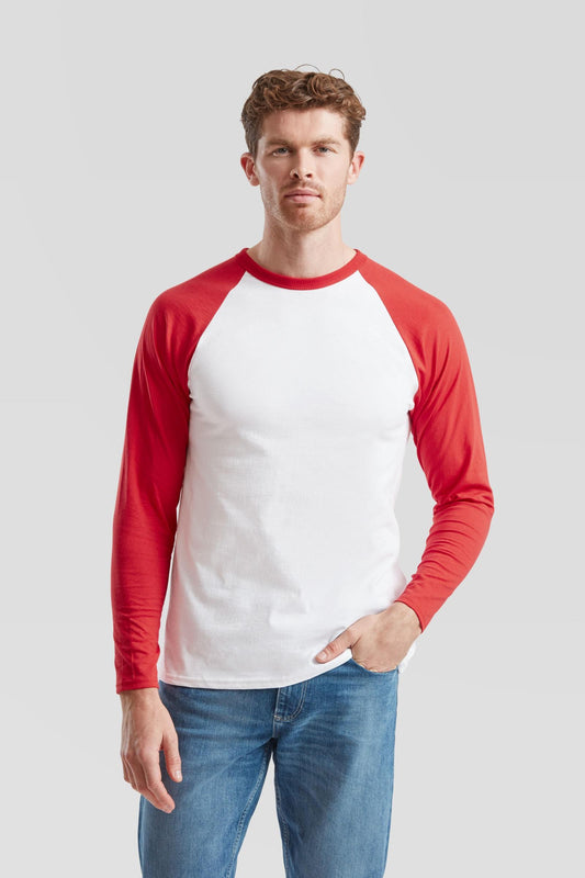 FotL Valueweight L/S Baseball T - White/Red